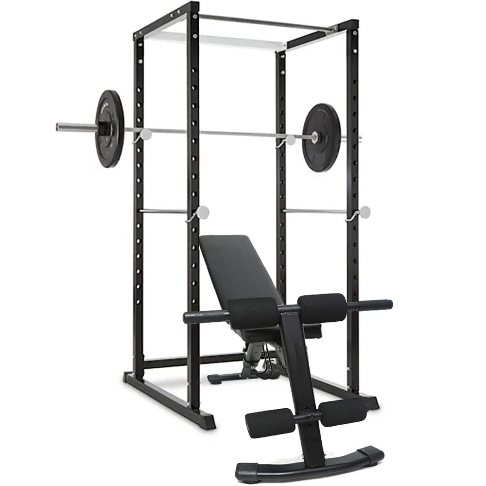 BodyTrain Power Rack & Foldable Adjustable Weight Bench Package
