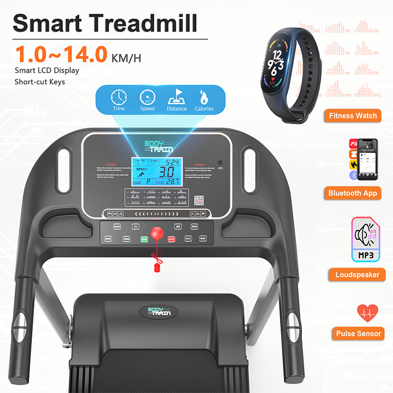 BodyTrain S8 Motorised Folding Bluetooth Treadmill