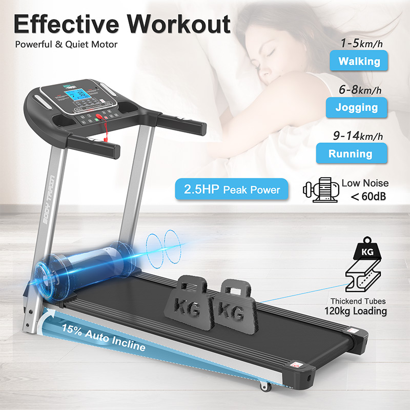 BodyTrain S8 Motorised Folding Bluetooth Treadmill