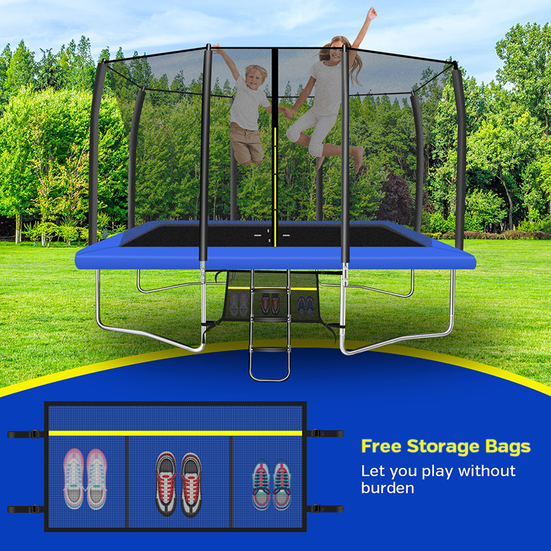 9x14ft Rectangular Trampoline with Safety Enclosure Blue