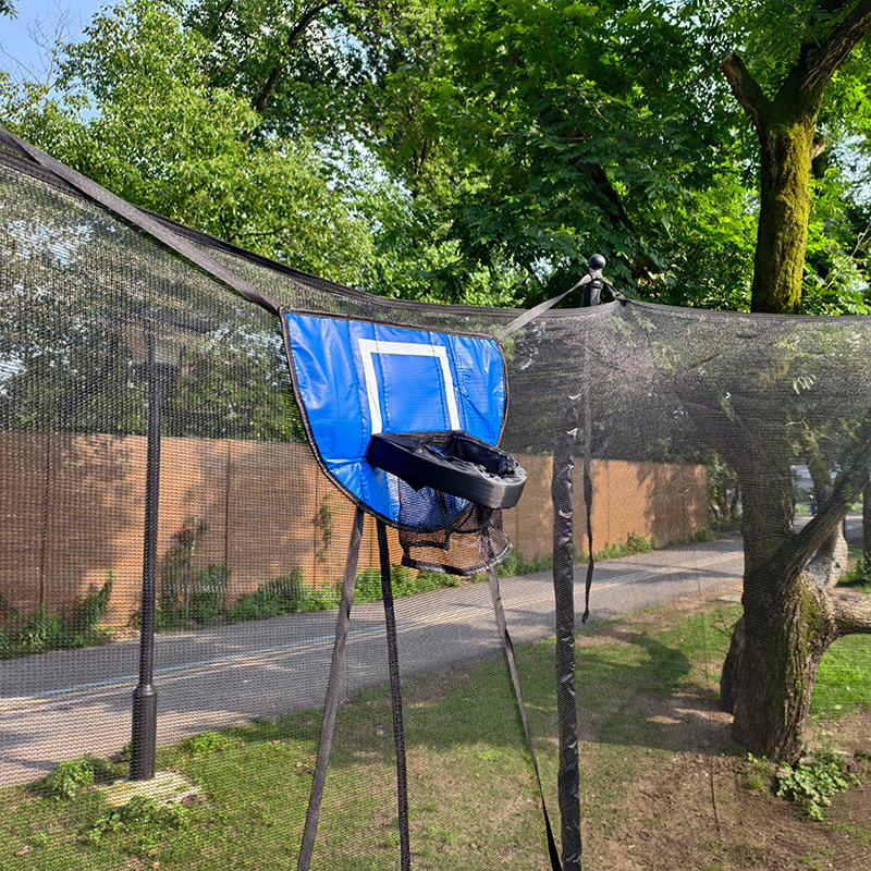 8x12ft Rectangular Trampoline with Safety Enclosure Blue FREE Ladder & Basketball Game