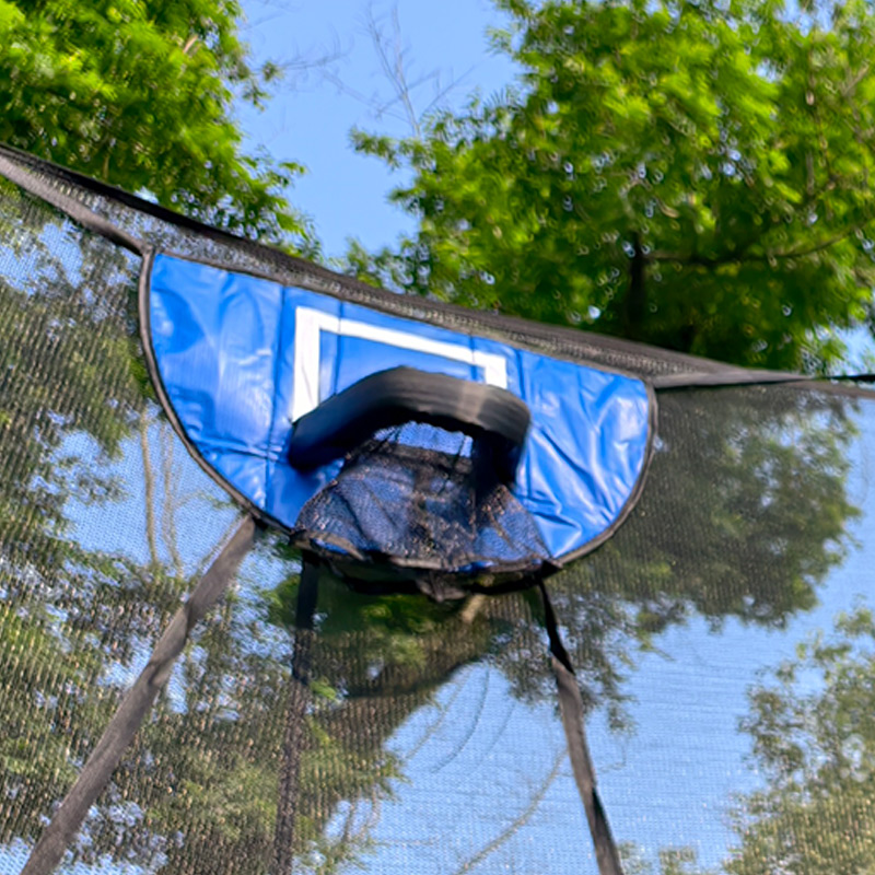 5x7ft Rectangular Trampoline with Safety Enclosure Black FREE Ladder & Basketball Game