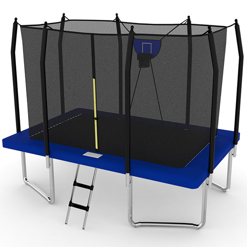 5x7ft Rectangular Trampoline with Safety Enclosure Black FREE Ladder & Basketball Game