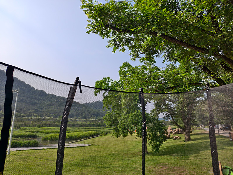 5x7ft Rectangular Trampoline with Safety Enclosure Black FREE Ladder & Basketball Game