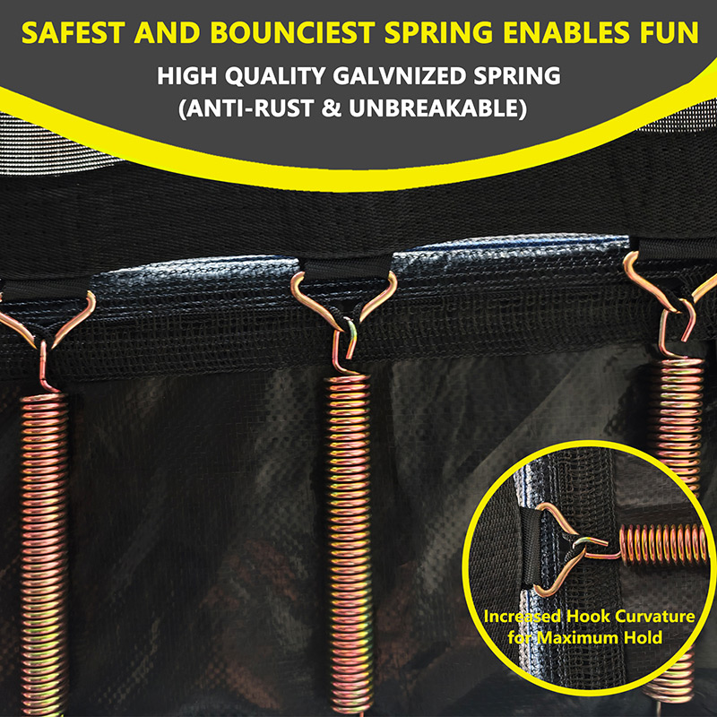 7x11ft Rectangular Trampoline with Safety Enclosure Black FREE Ladder & Basketball Game