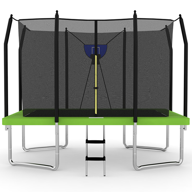 10x12ft Rectangular Trampoline with Safety Enclosure Green FREE Ladder & Basketball Game
