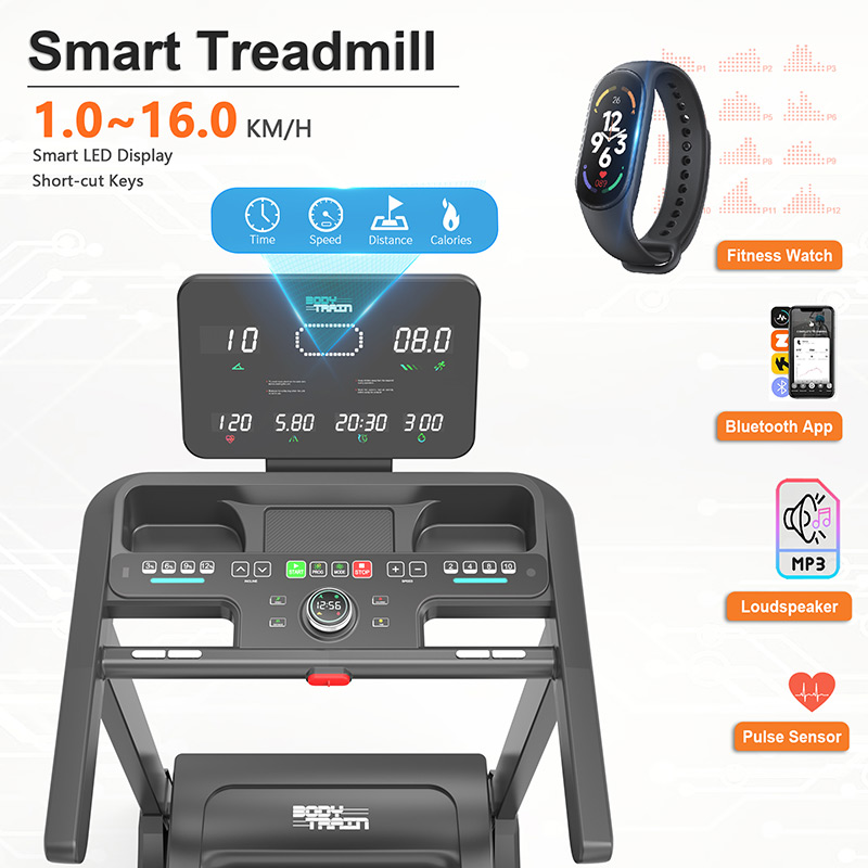 BodyTrain 7008 Motorised Folding Bluetooth Treadmill