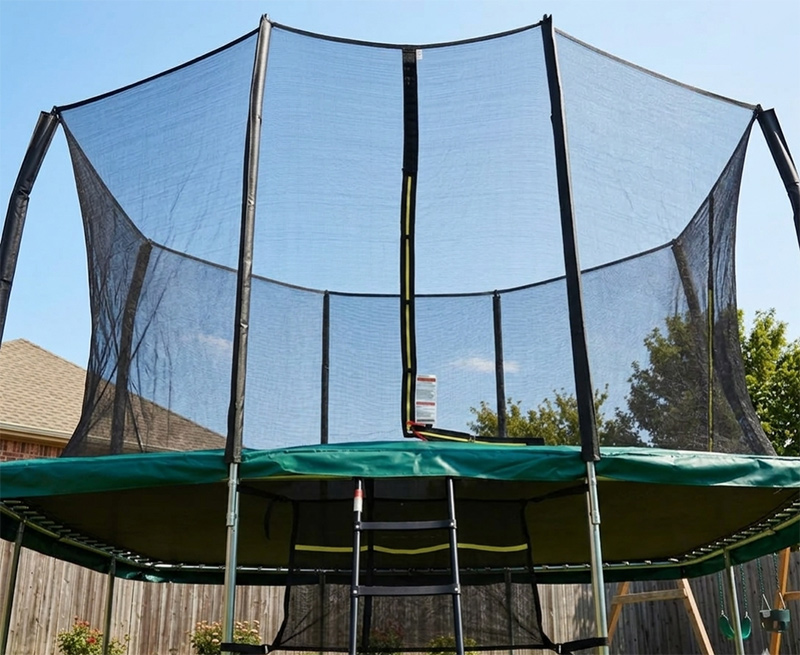 9x14ft Rectangular Trampoline with Safety Enclosure Green – Free Ladder & Shoe Tidy