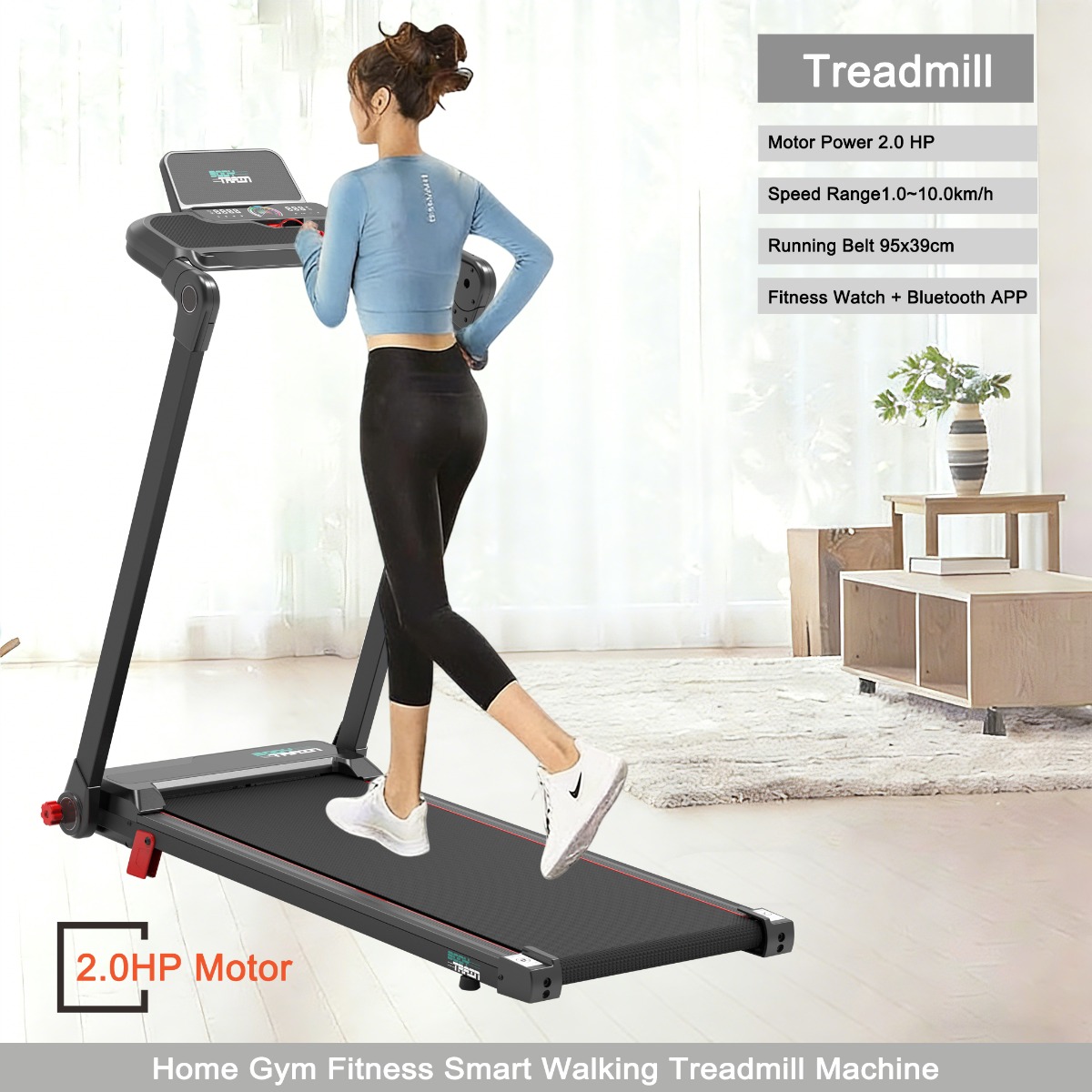 BodyTrain T-120 Motorised Folding Bluetooth Treadmill