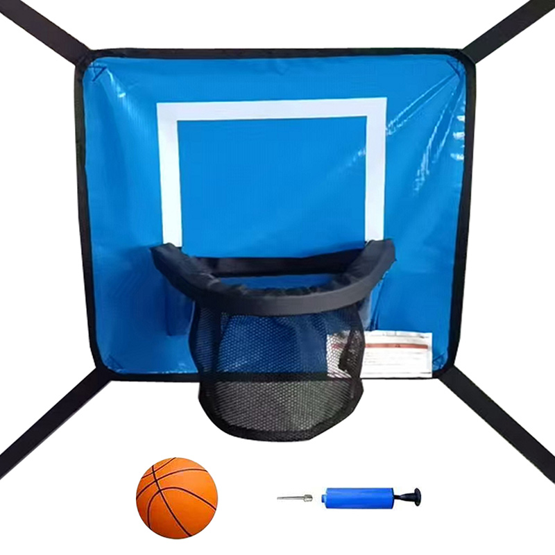 8x12ft Rectangular Trampoline with Safety Enclosure Black - Free Ladder Shoe Tidy Anchor Kit Basketball
